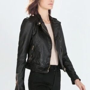 Chic & Cool Genuine Leather Biker Jacket L